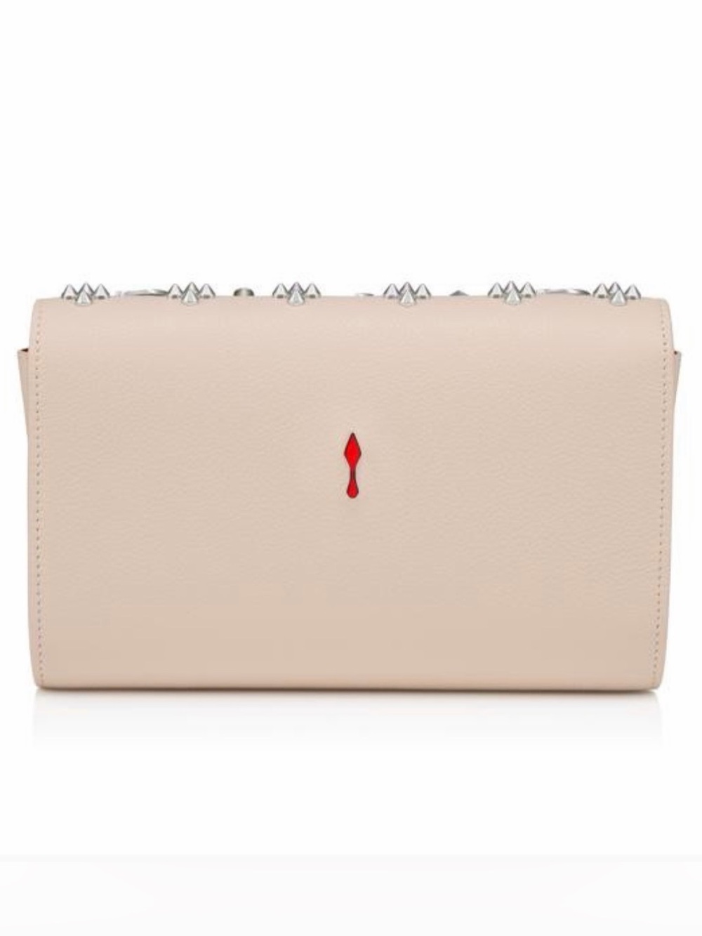 Christian Louboutin Nude Croc-Embossed Studded Shoulder Bag with Chain - Picture 4 of 5